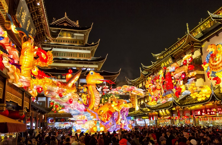 Lanterns and temples lit up for Chinese New Year